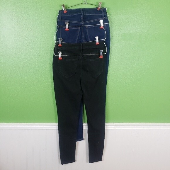 BUNDLE 2 Old Navy Denim High Rise Blue Black Skinny Jeans Size 0 - Picture 10 of 11